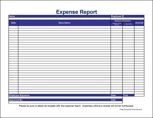 Free Simple Expense Report From Formville