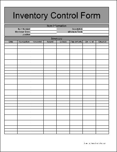 Free Basic Inventory Control Form From Formville