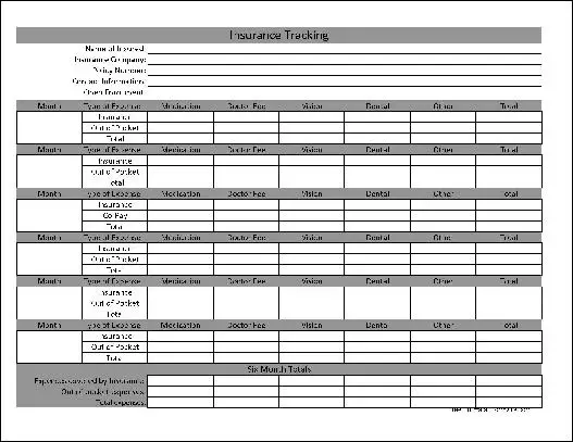 Free Insurance Tracking Sheet From Formville