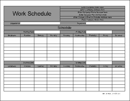 10+ Bi Weekly Work Schedule Template | DocTemplates