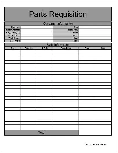Parts Order Form Template Excel New Part Order Form Template Parts Images